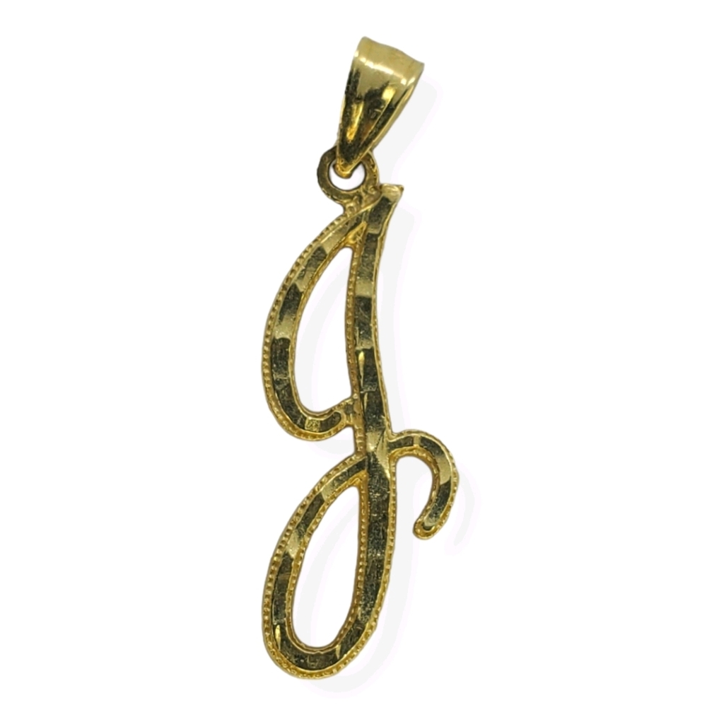 J initial Pendant - Fancy Font 14kt solid gold